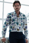 HORATIO PRINT BUTTON DOWN DRESS SHIRT - CASUAL /FORMAL EVENT - MODEL A WEARING SHIRT