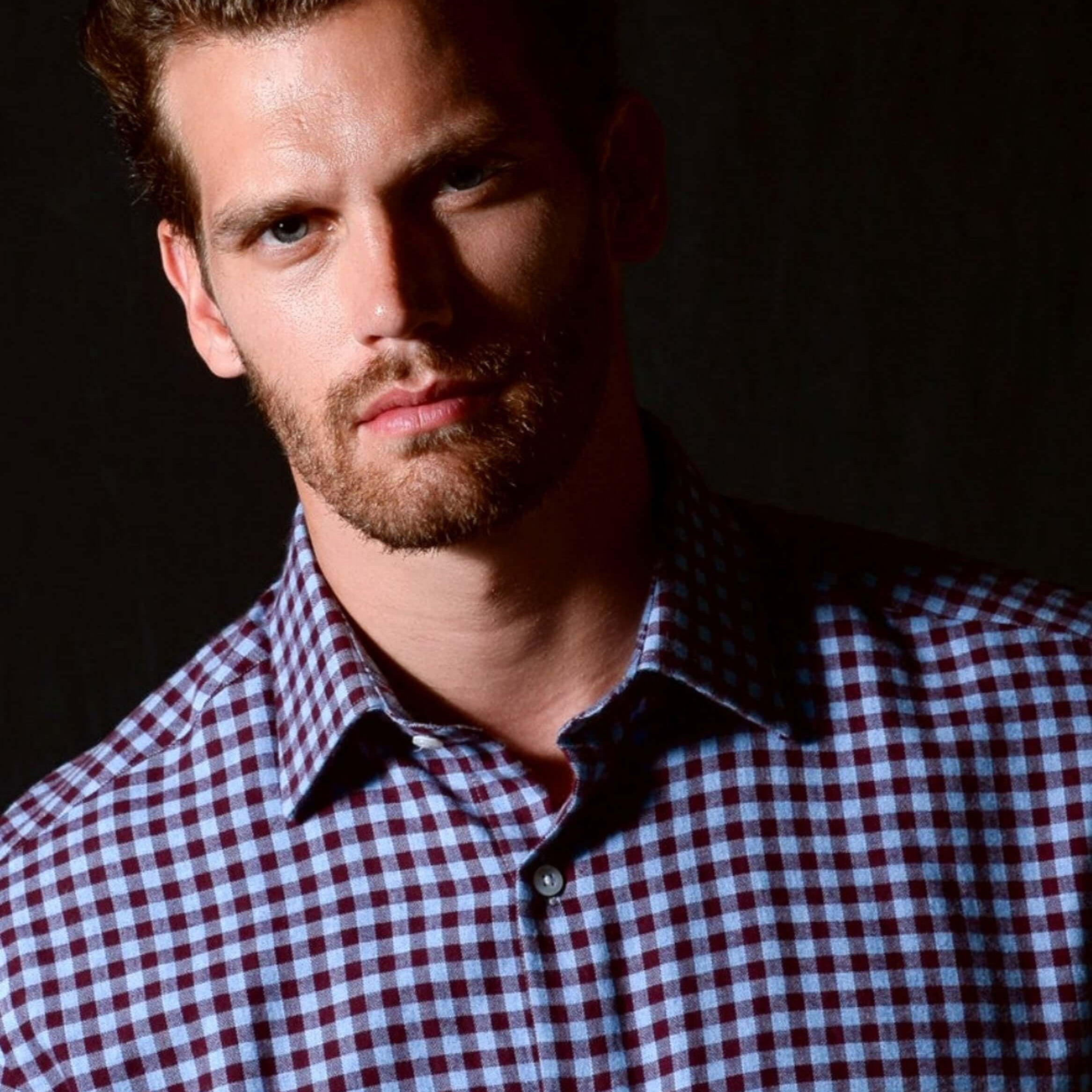 Williams Fine Brushed Cotton Navy Blue micro-check luxury men's dress shirt – Treffort