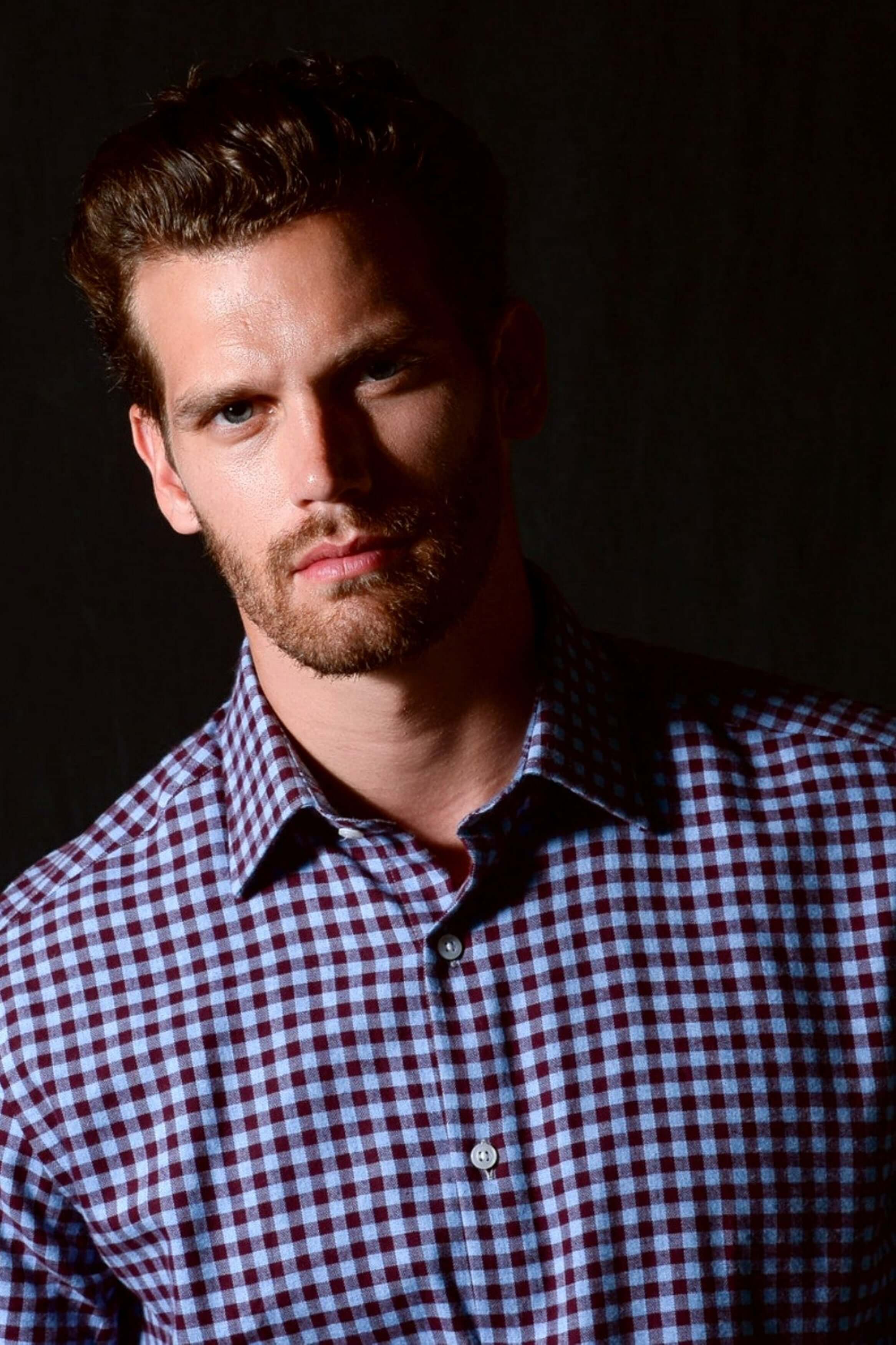 Williams Fine Brushed Cotton Navy Blue micro-check luxury men's dress shirt – Treffort