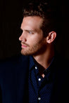DANIELS NAVY BLUE BUTTON DOWN DRESS SHIRT - CASUAL /FORMAL EVENT - MODEL B WEARING SHIRT