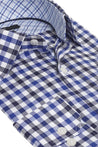 MONROE BLUE CHECKERED BUTTON DOWN DRESS SHIRT - CASUAL /FORMAL EVENT - SIDE VIEW