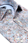 HIGH END LUXURY BLUE NAUTILUS SLIM FIT DRESS SHIRT WITH ALL OVER OCEAN DESIGN