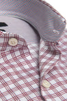 LENOX RED CHECKERED BUTTON DOWN DRESS SHIRT - CASUAL /FORMAL EVENT - SIDE VIEW