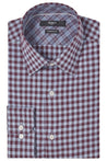 WILLIAMS RED CHECKERED BUTTON DOWN DRESS SHIRT - CASUAL /FORMAL EVENT - FRONT VIEW