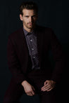 RIVINGTON RED PRINT BUTTON DOWN DRESS SHIRT - CASUAL /FORMAL EVENT - MODEL WEARING SHIRT