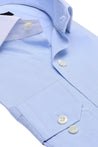 HIGH END LUXURY BLUE COOPER CONTEMPORARY REGULAR FIT DRESS SHIRT WITH CONTRAST COLLAR