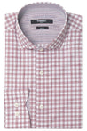 LENOX RED CHECKERED BUTTON DOWN DRESS SHIRT - CASUAL /FORMAL EVENT - FRONT VIEW