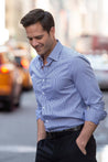 GRANT CHECKERED BUTTON DOWN DRESS SHIRT - CASUAL /FORMAL EVENT - MODEL A WEARING SHIRT