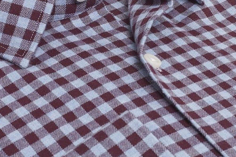 Williams Fine Brushed Cotton Wine Blue micro-check luxury men's dress shirt – Treffort