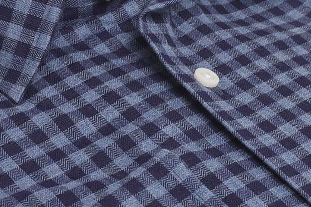 Williams Fine Brushed Cotton Navy Blue micro-check luxury men's dress shirt – Treffort