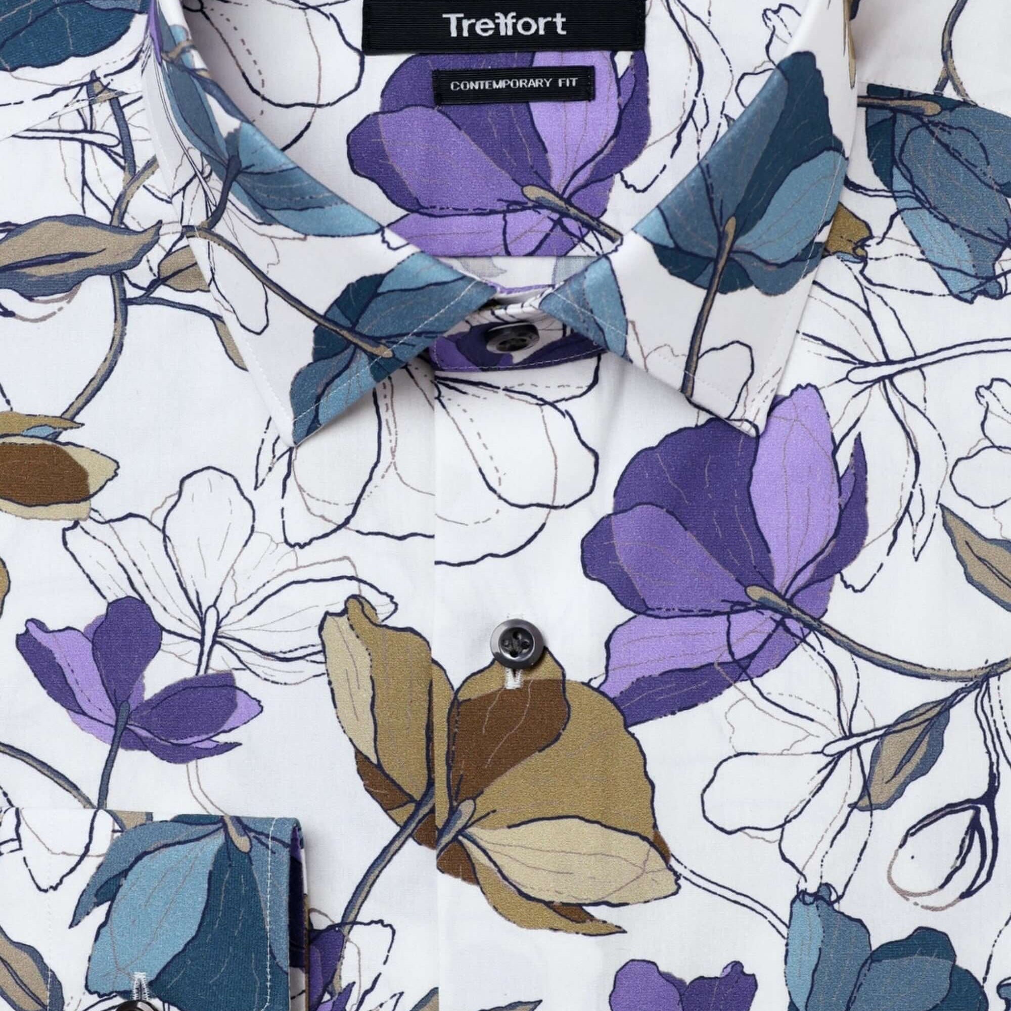 Horatio White Multicolor floral luxury men's dress shirt – Treffort
