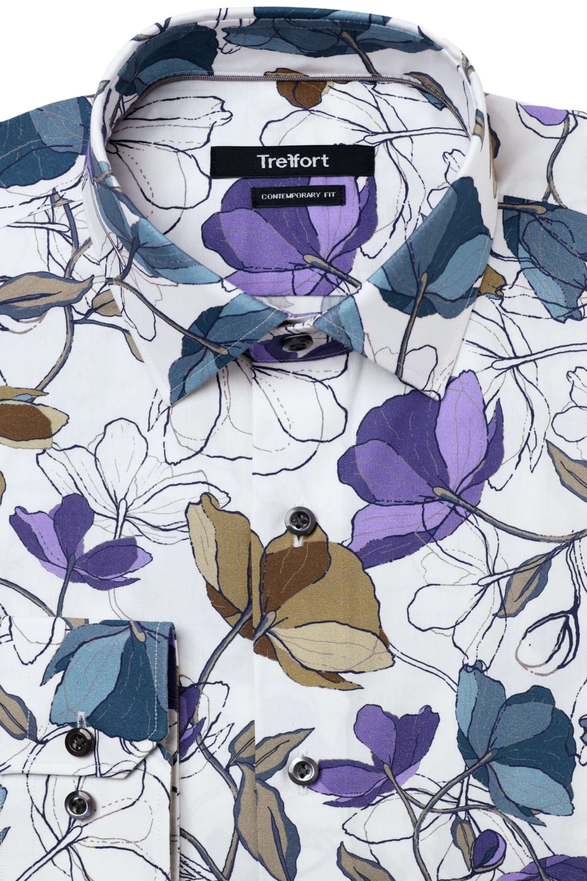 Horatio White Multicolor floral luxury men's dress shirt – Treffort