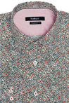 ROYAL IVY PRINT SHIRT(GREEN-MULTI)CONT.FIT LUXURY FLORAL HIGH-END COTTON